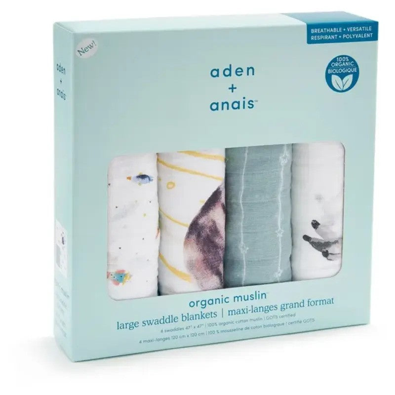 Aden + Anais (4Pack) Swaddles Organic Cotton Muslin Space Large