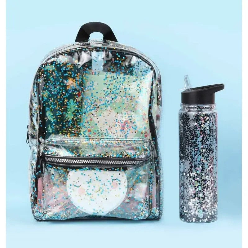 A Little Lovely Company Backpack Glitter Transparent/Black