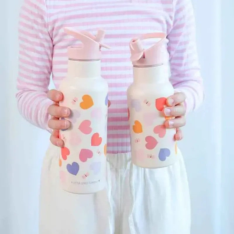 A Little Lovely Company Insulated Stainless Steel Drink Bottle 350ml Hearts