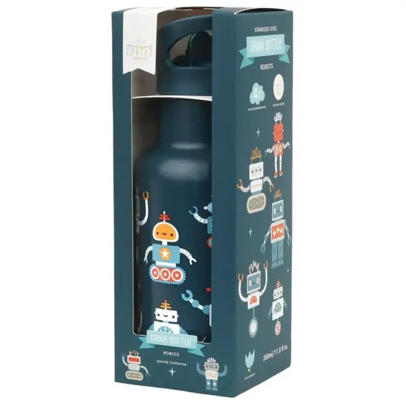 A Little Lovely Company Insulated Stainless Steel Drink Bottle 350ml Robots
