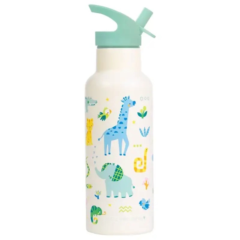 A Little Lovely Company Insulated Stainless Steel Drink Bottle 500ml Jungle