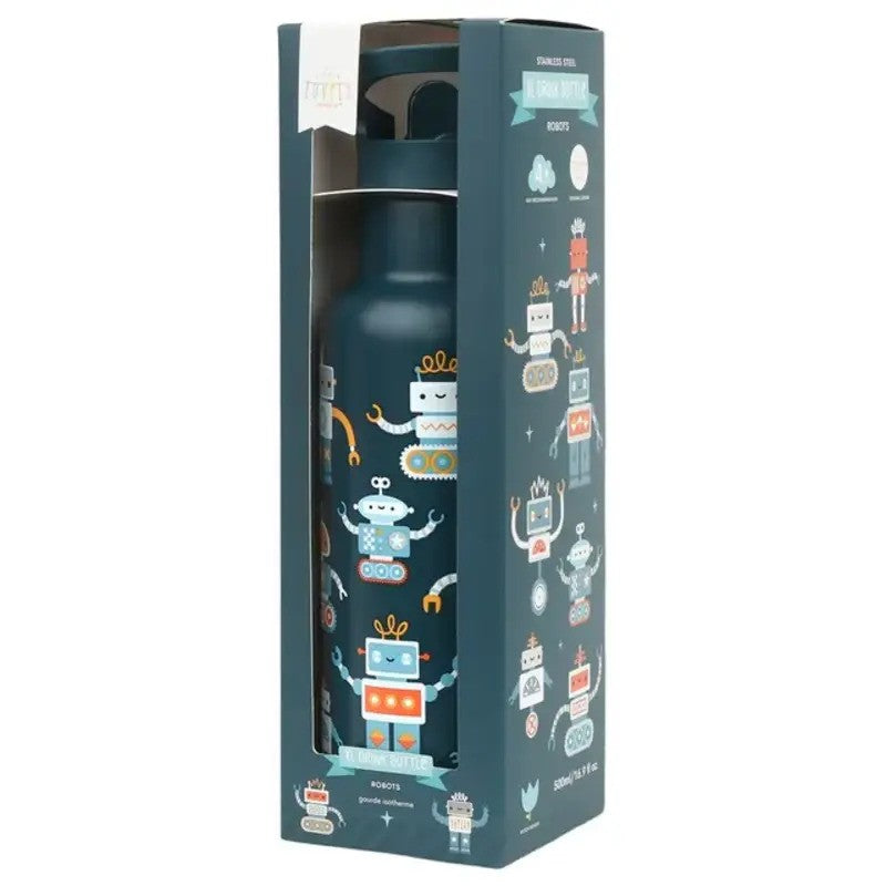 A Little Lovely Company Insulated Stainless Steel Drink Bottle 500ml Robots