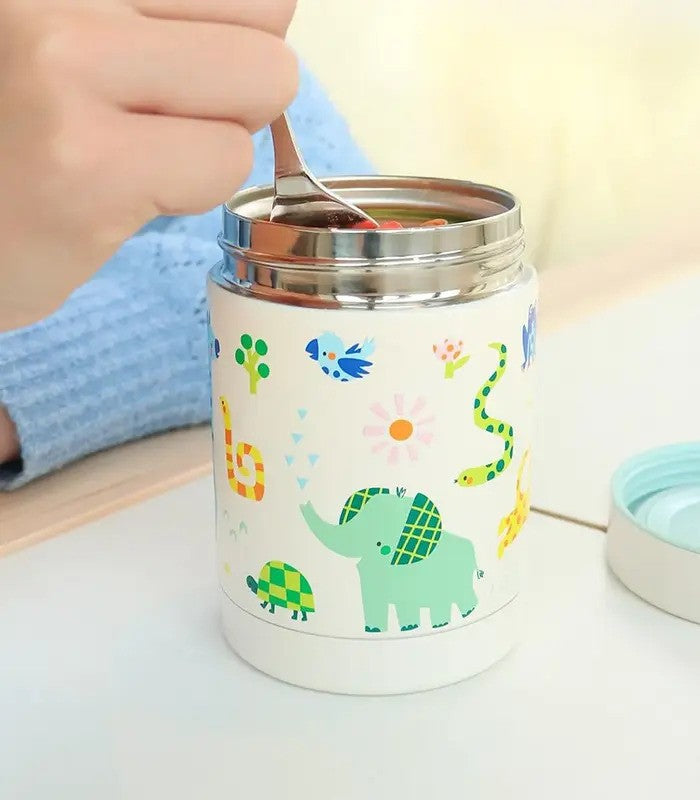 A Little Lovely Company Insulated Stainless Steel Food Jar 300ml Jungle