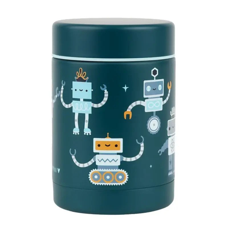A Little Lovely Company Insulated Stainless Steel Food Jar 300ml Robots