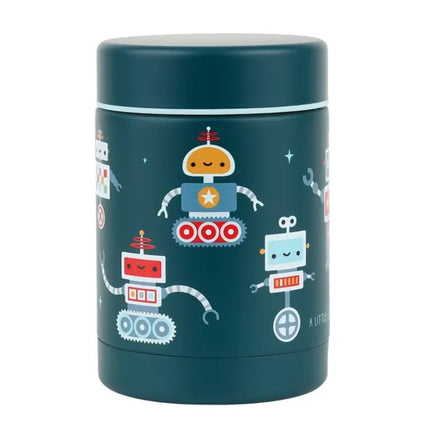 A Little Lovely Company Insulated Stainless Steel Food Jar 300ml Robots