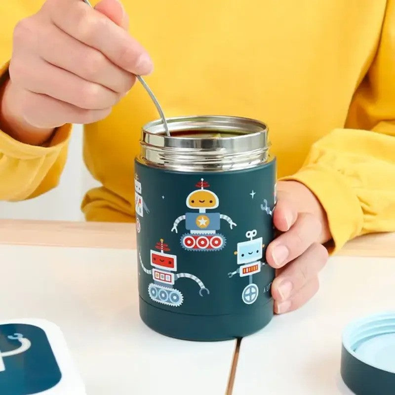 A Little Lovely Company Insulated Stainless Steel Food Jar 300ml Robots