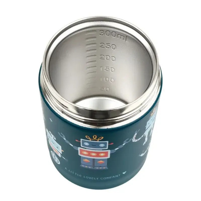 A Little Lovely Company Insulated Stainless Steel Food Jar 300ml Robots