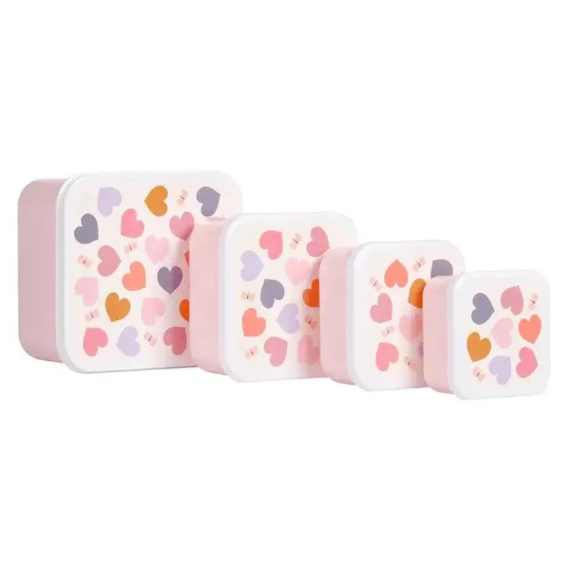 A Little Lovely Company Lunch & Snack Box Set Hearts