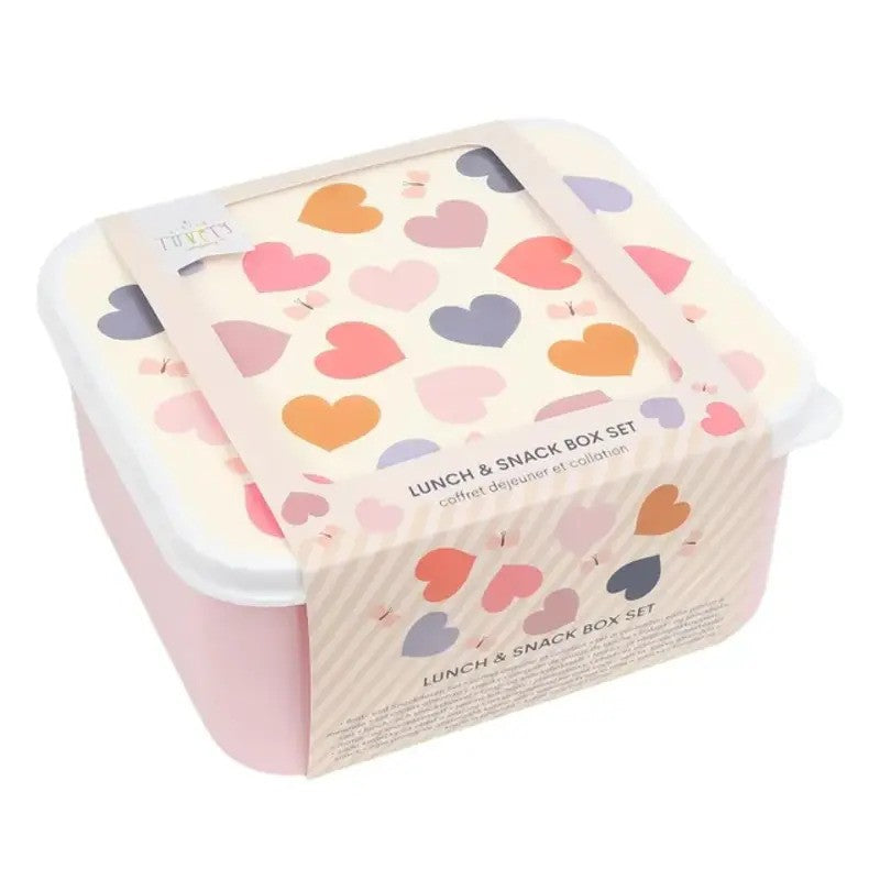 A Little Lovely Company Lunch & Snack Box Set Hearts