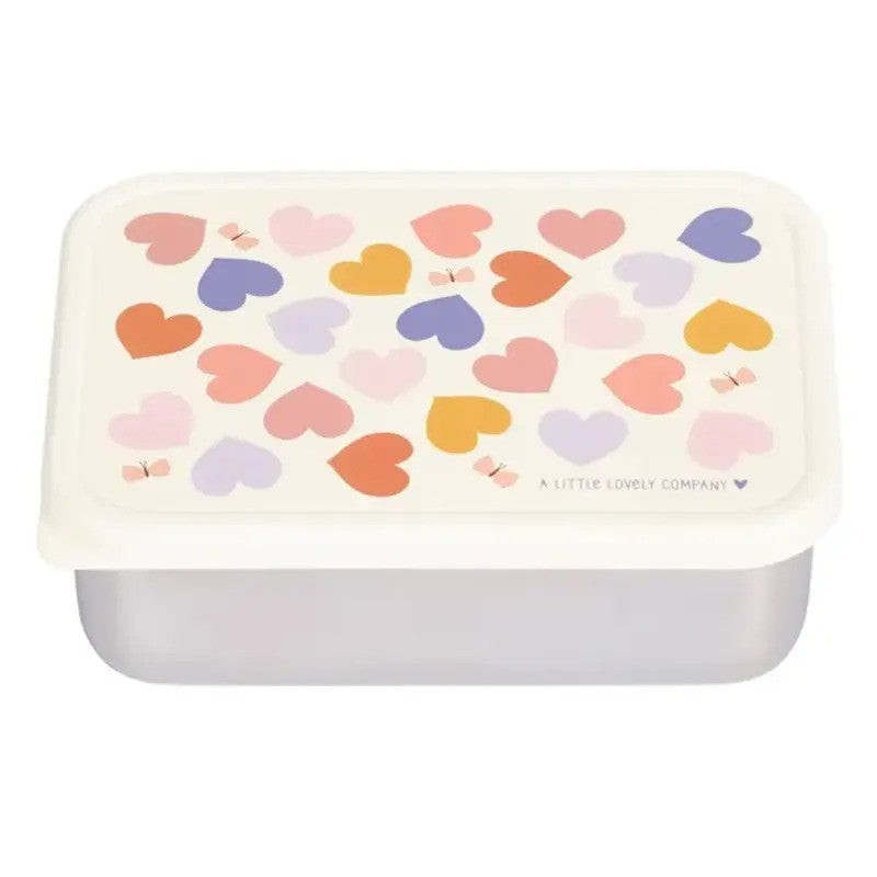 A Little Lovely Company Stainless Steel Lunch Box 900ml Hearts
