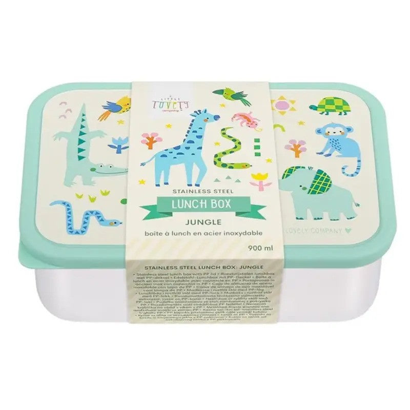 A Little Lovely Company Stainless Steel Lunch Box 900ml Jungle