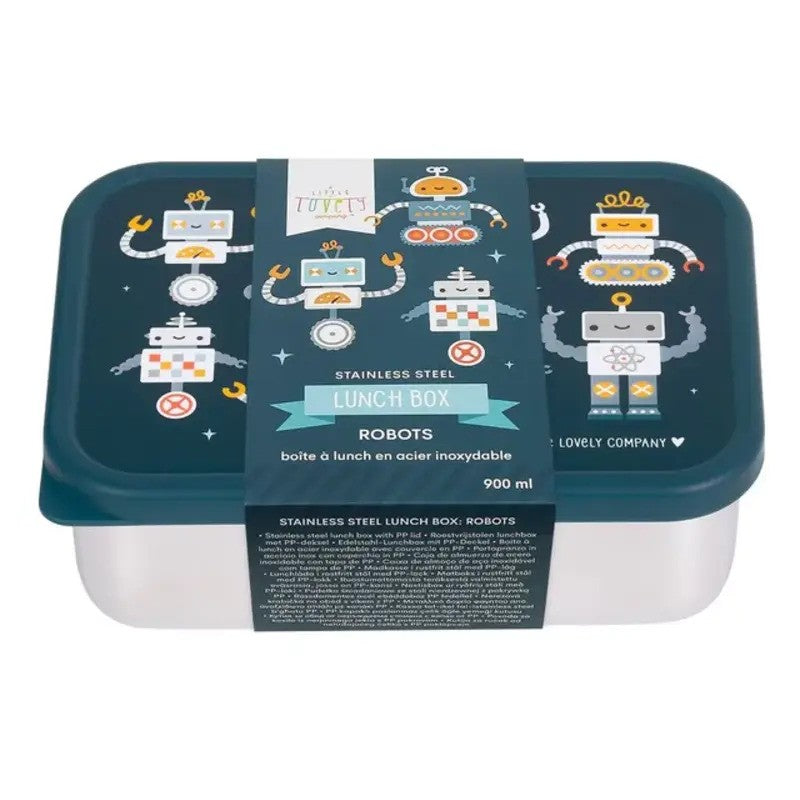 A Little Lovely Company Stainless Steel Lunch Box 900ml Robots