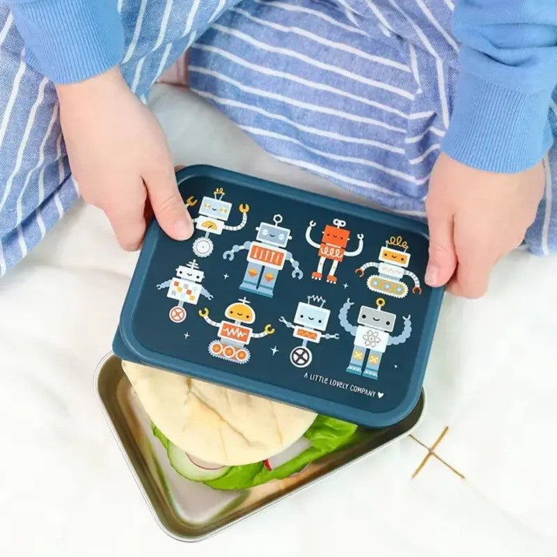 A Little Lovely Company Stainless Steel Lunch Box 900ml Robots