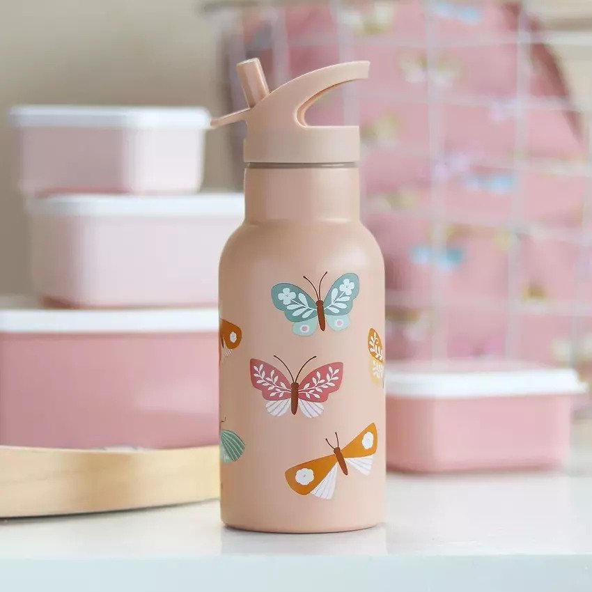 A Little Lovely Company Stainless Steel Drink Bottle Butterflies