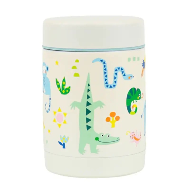 A Little Lovely Company Insulated Stainless Steel Food Jar 300ml Jungle