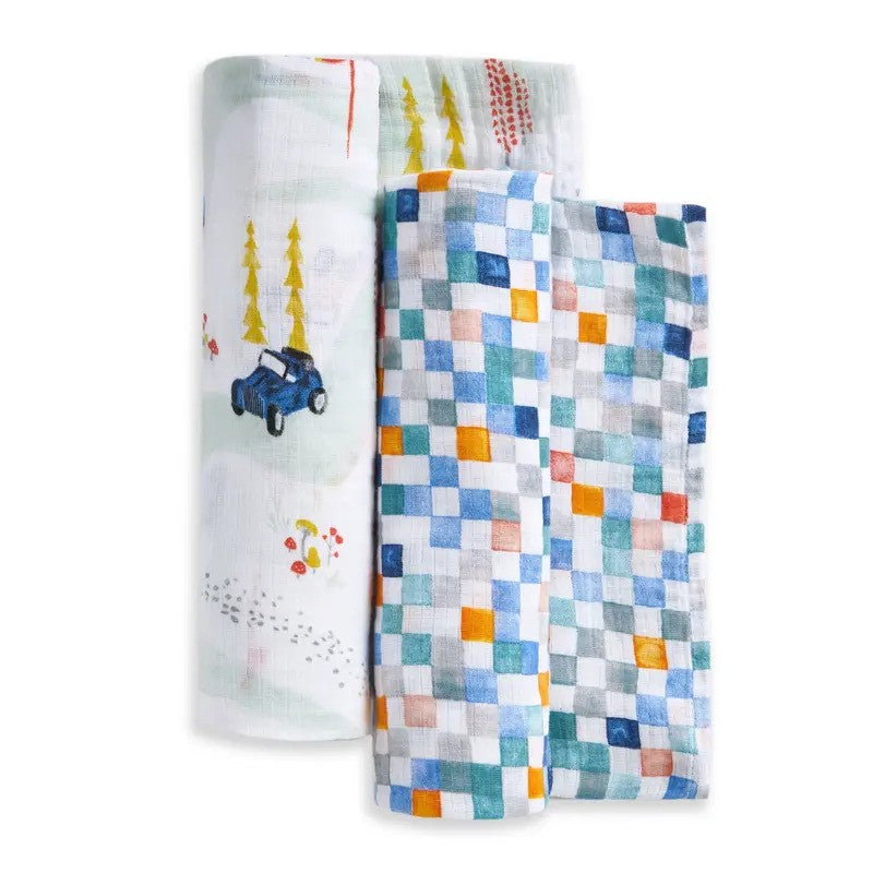Aden + Anais (2Pack) Swaddle Blanket Essentials Cotton Muslin Cars