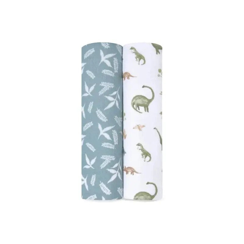 Aden + Anais (2Pack) Swaddle Blanket Essentials Cotton Muslin Pack Dino Jungle