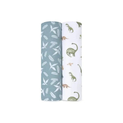 Aden + Anais (2Pack) Swaddle Blanket Essentials Cotton Muslin Pack Dino Jungle
