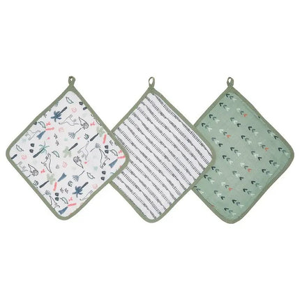 Aden + Anais (3Pack) Essentials Cotton Muslim Washcloth Dinotime