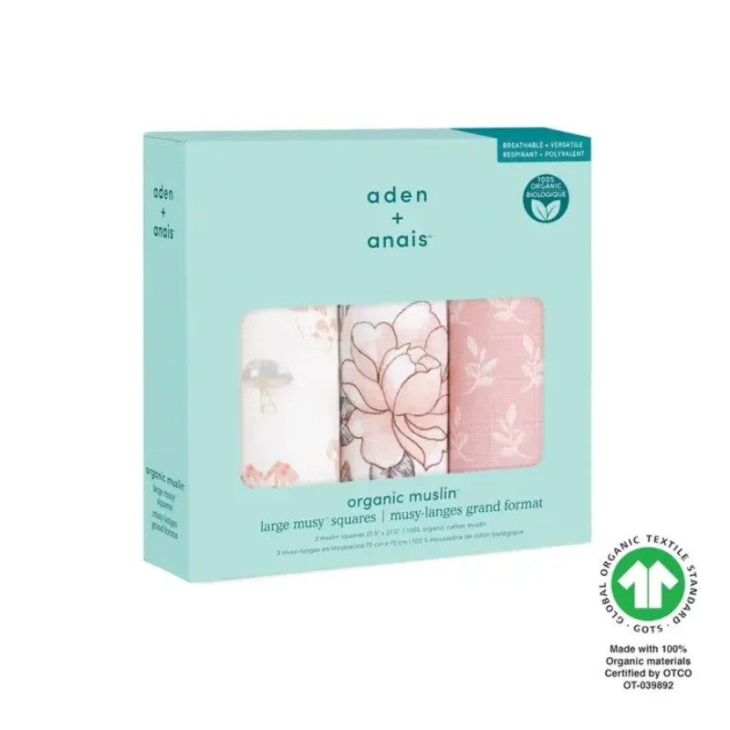 Aden + Anais (3Pack) Musy Squares Organic Cotton Muslin Earthly