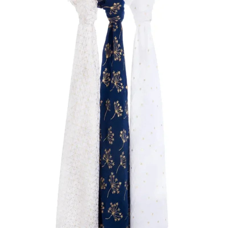Aden + Anais (3Pack) Swaddles Mettalic Gold Deco