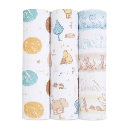 Aden + Anais (3pack) Swaddles Cotton Muslin Winnie The Pooh Large