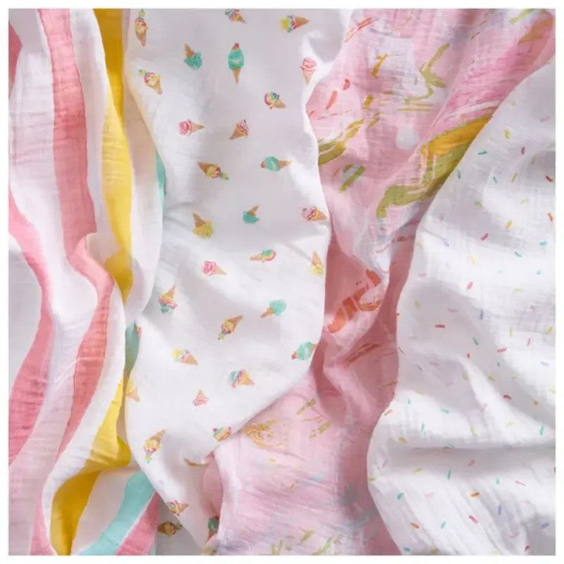 Aden + Anais (4Pack) Swaddle Blanket Essentials Cotton Muslin Ice Cream