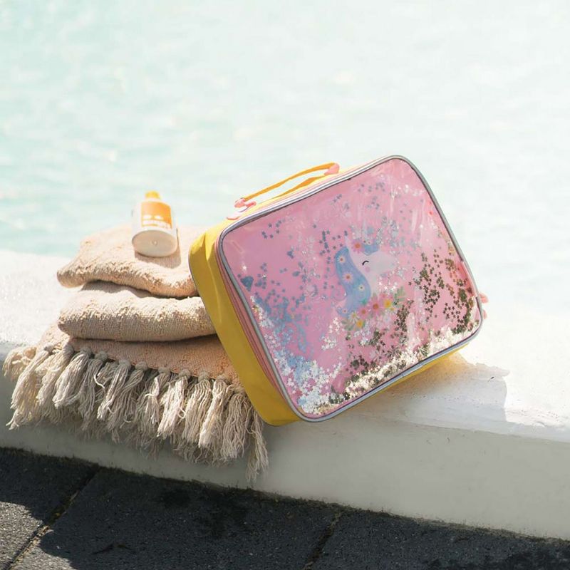 A Little Lovely Company Cool Bag Glitter Unicorn Yellow