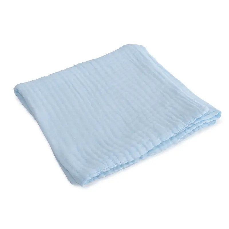 Anvi Baby 100% Organic Cotton Muslin Bath Towel (6-Layered 105x105CM) Blue