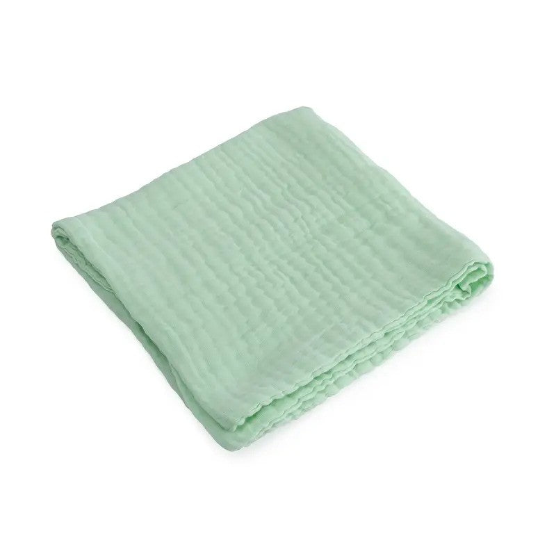 Anvi Baby 100% Organic Cotton Muslin Bath Towel (6-Layered 105x105CM) Green