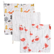 Anvi Baby Muslin Face Cloths Organic Cotton (26x26CM Set of 3) Flamingo & Fox