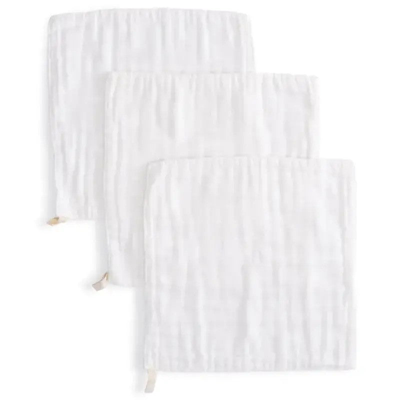 Anvi Baby Muslin Face Cloths Organic Cotton (26x26CM Set of 3) White Crow