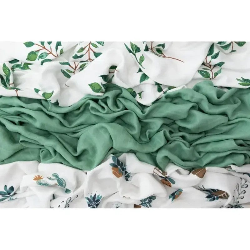 Anvi Baby Muslin Swaddle (120X120CM Set of 3) Green Planet