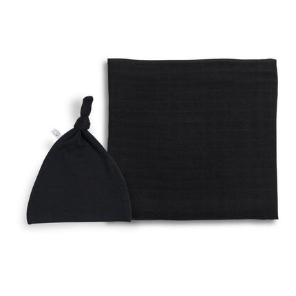 Anvi Baby Organic Bamboo Beanie & Swaddle Set Black