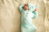 Anvi Baby Organic Bamboo Knotted Gown & Beanie Set 0-3M Glacier