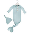 Anvi Baby Organic Bamboo Knotted Gown & Beanie Set 0-3M Glacier