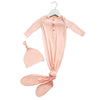 Anvi Baby Organic Bamboo Knotted Gown & Beanie Set 0-3M That's Peachy