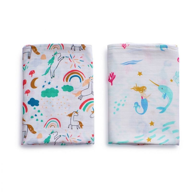 Anvi Baby Organic Bamboo Muslin Swaddle Wrap Set of 2 Enchanted Earth