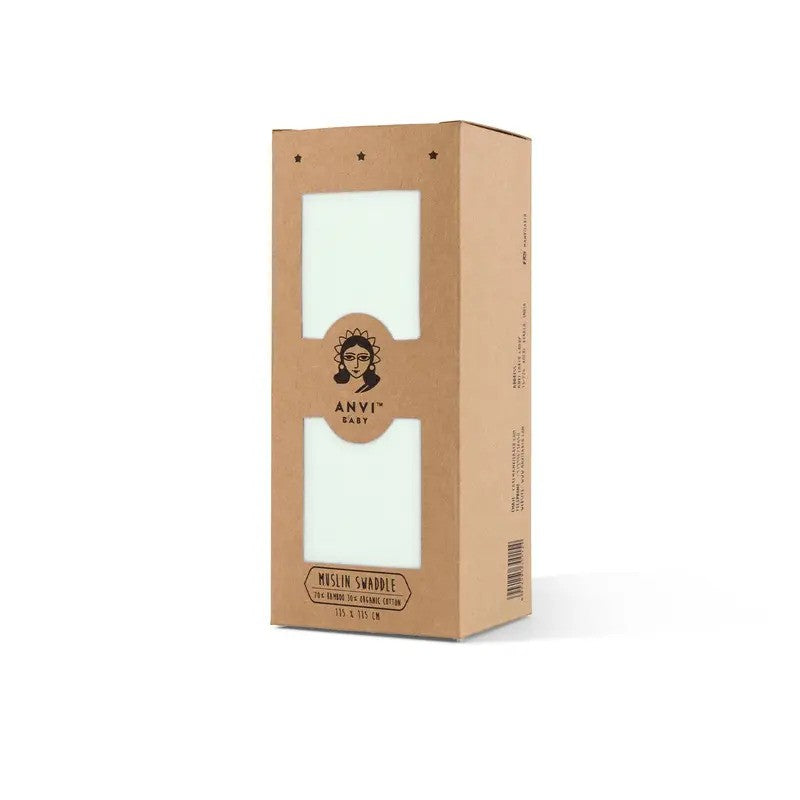 Anvi Baby Organic Bamboo Muslin Swaddle Wrap White Mist