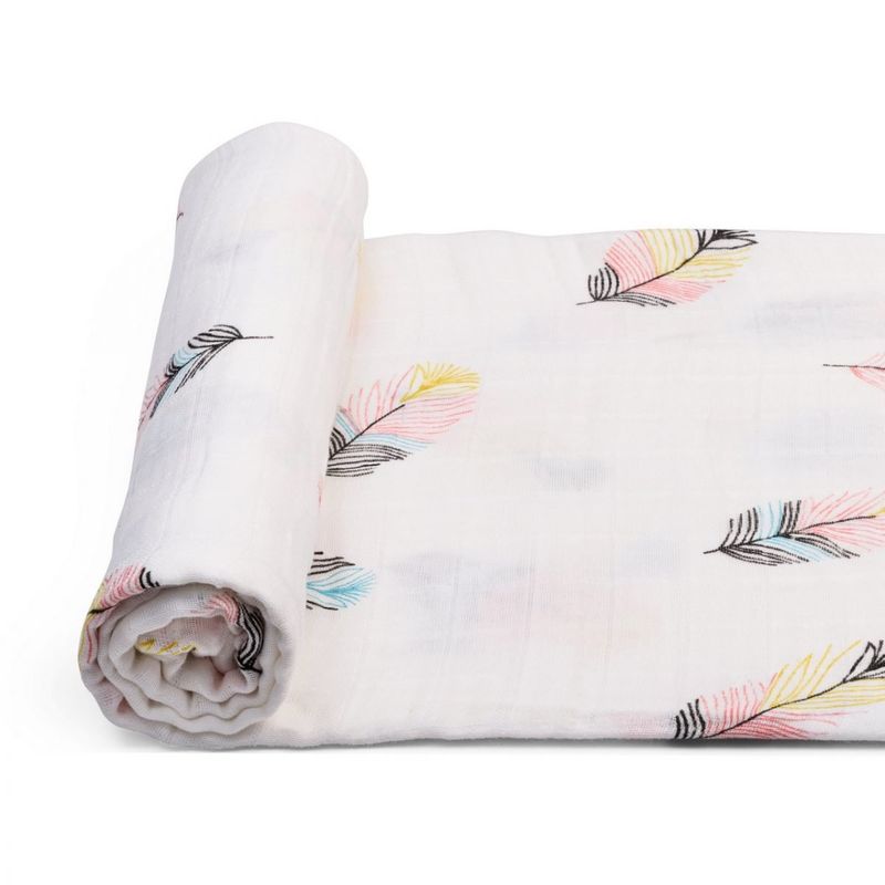 Anvi Baby Organic Cotton Muslin Swaddle Wrap Feathers