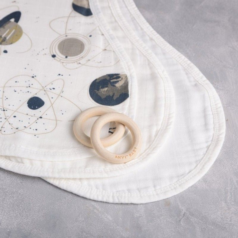 Anvi Baby Organic Bamboo Burp & Bib Cloth Set of 3 (0-4Yrs) Dreamy Space