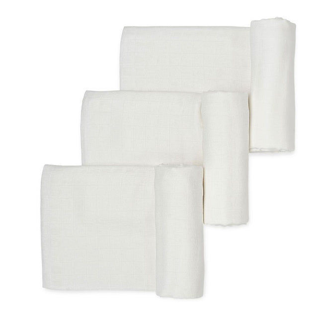 Anvi Baby Organic Bamboo Swaddle Set of 3 White Mist