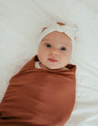 Anvi Baby Stretchy Bamboo Spandex Swaddle & Hat Gift Set Chocolate