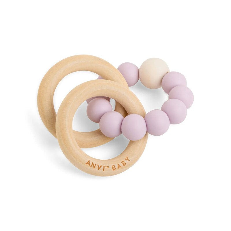 Anvi Baby Wood & Silicone Teether Lavender Blue