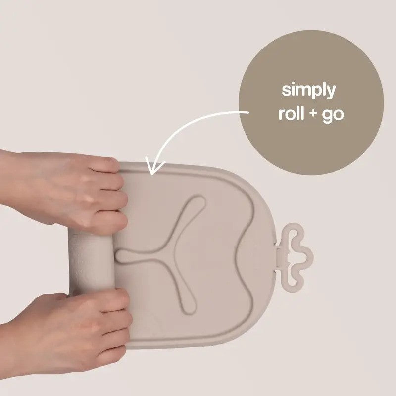 B.box Roll Plus Go Mealtime Mat & Spoon (6M- Plus) Latte