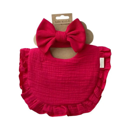 Baby Boss ME Cotton Bib & Bow Set Red