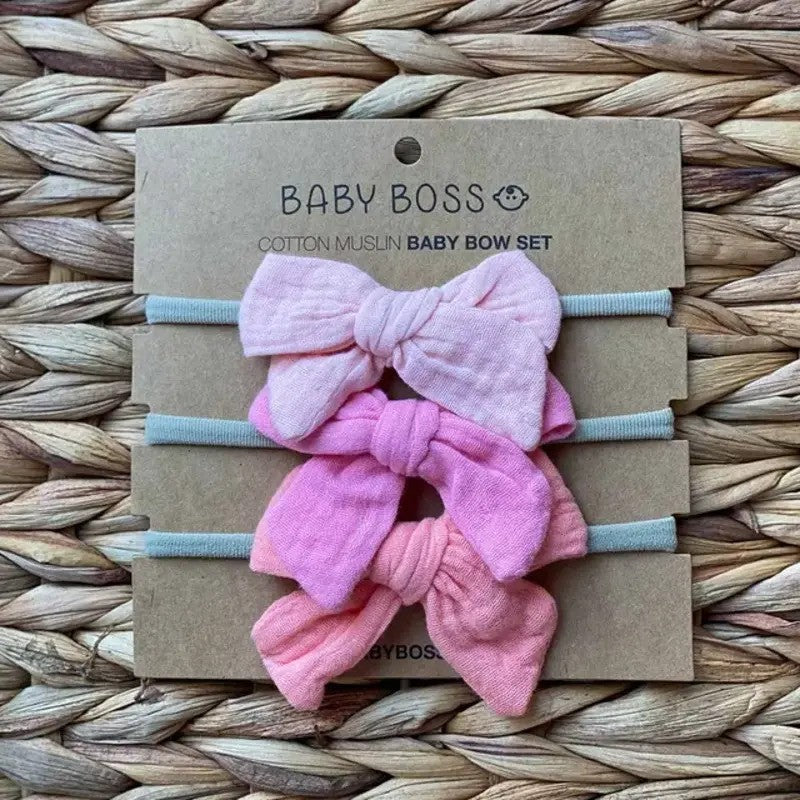 Baby Boss ME Cotton Muslin Bow Set Multicolours