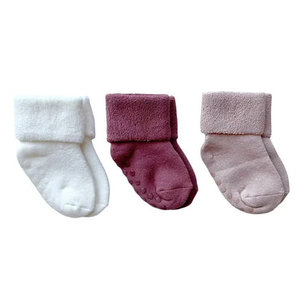 Baby Boss ME Cotton Non-slip Socks - Set White, Fuchsia & Dusty Pink