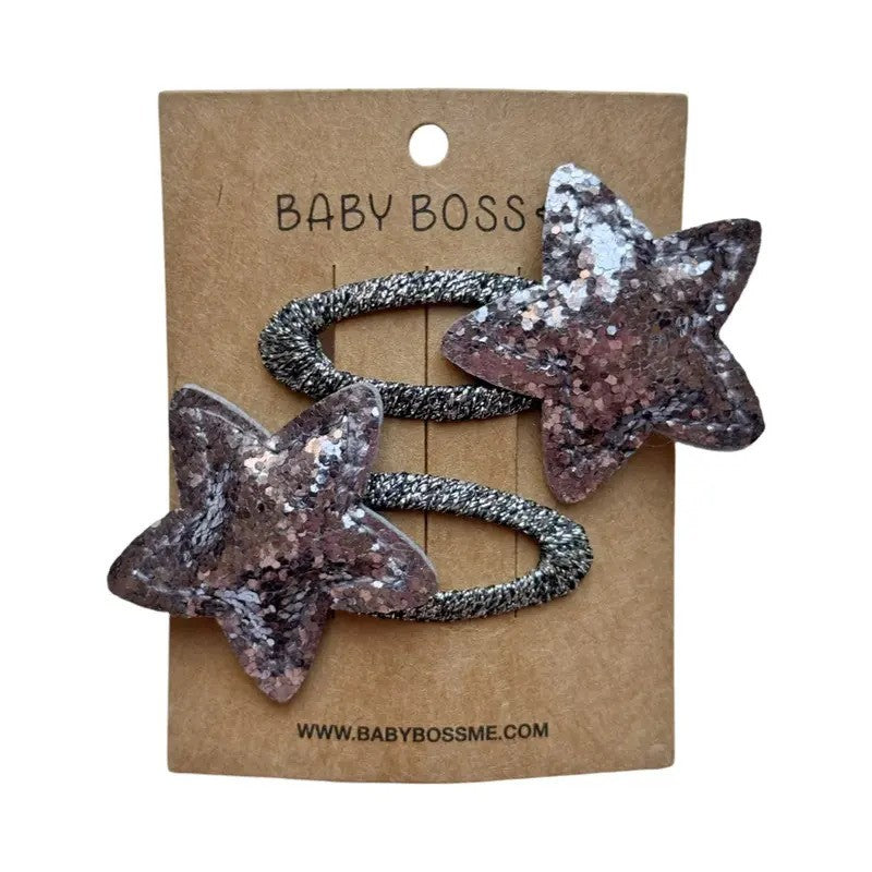 Baby Boss ME Kids Hair Clip Star (2Pack) Silver
