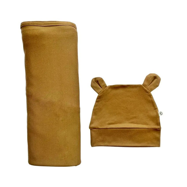 Baby Boss ME Organic Bamboo Swaddle & Beanie Set Brown